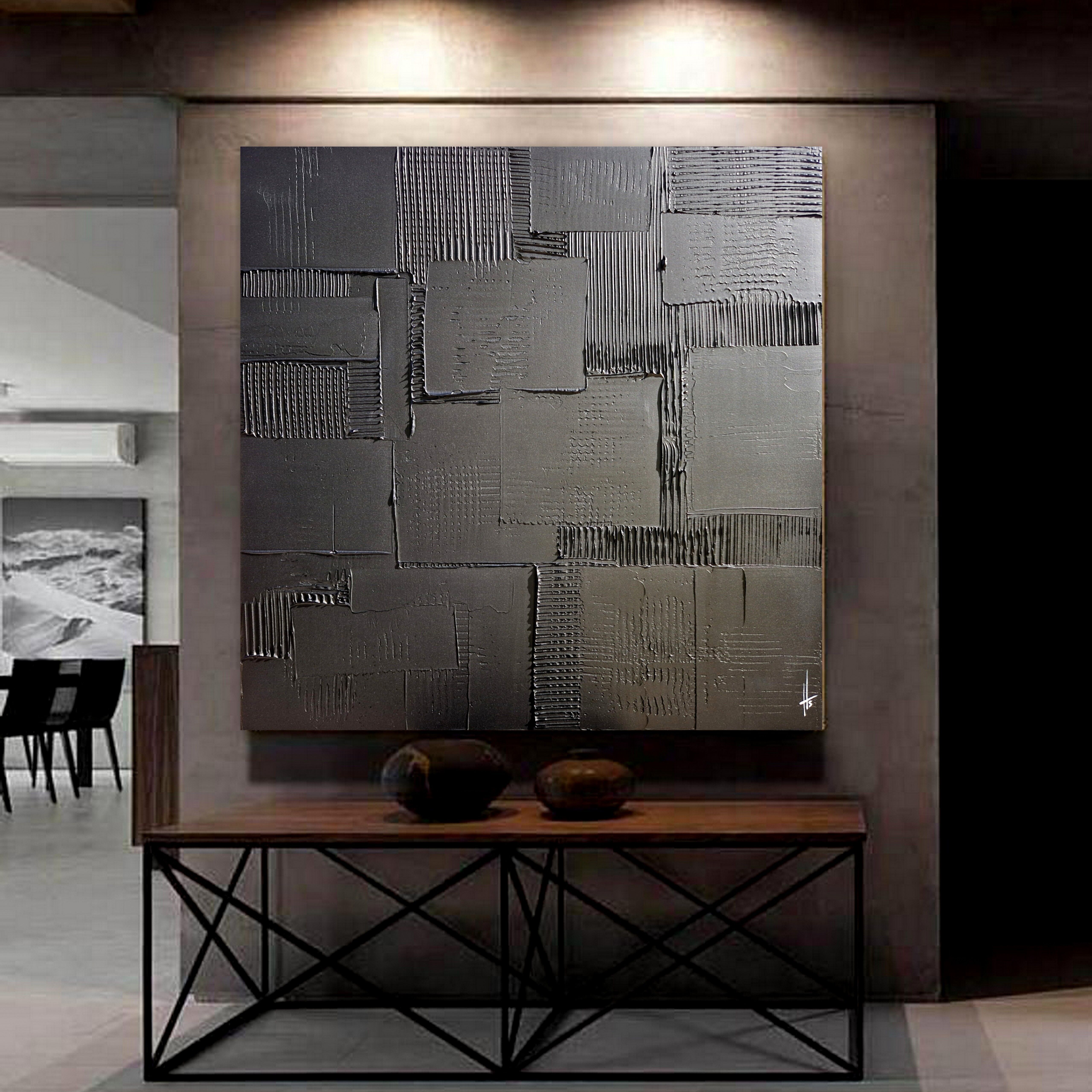 Tableau peinture monochrome noir