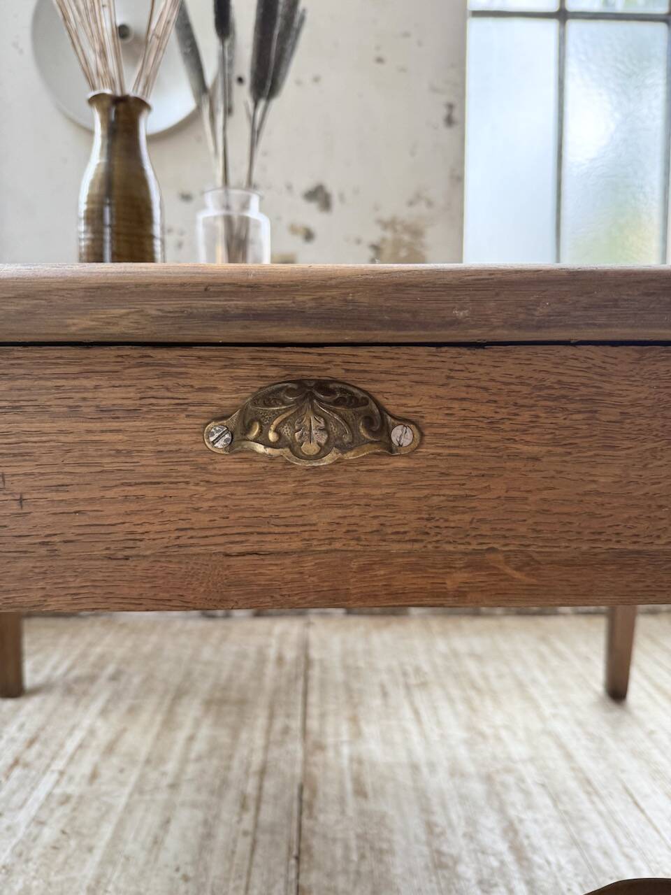 Large “square” oak farmhouse table 1950
