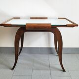 Art deco side table in mirror & walnut 1940