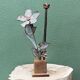 Brutalist metal lamp base, flowers
