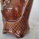 Vintage Amphora Vase: Large Brown Glazed Pottery with Grape Motif