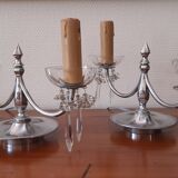 Pair of old table lamps with stamps