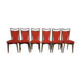 Suite de 6 chaises vintages scandinaves rouges
