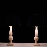 Paire de lampes de table grecques classiques en albâtre années 1970