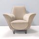 Vintage ivory fabric armchair, Italy