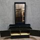 Dressing table / Art Deco furniture with mirror – Blue velvet – 1930s/40s