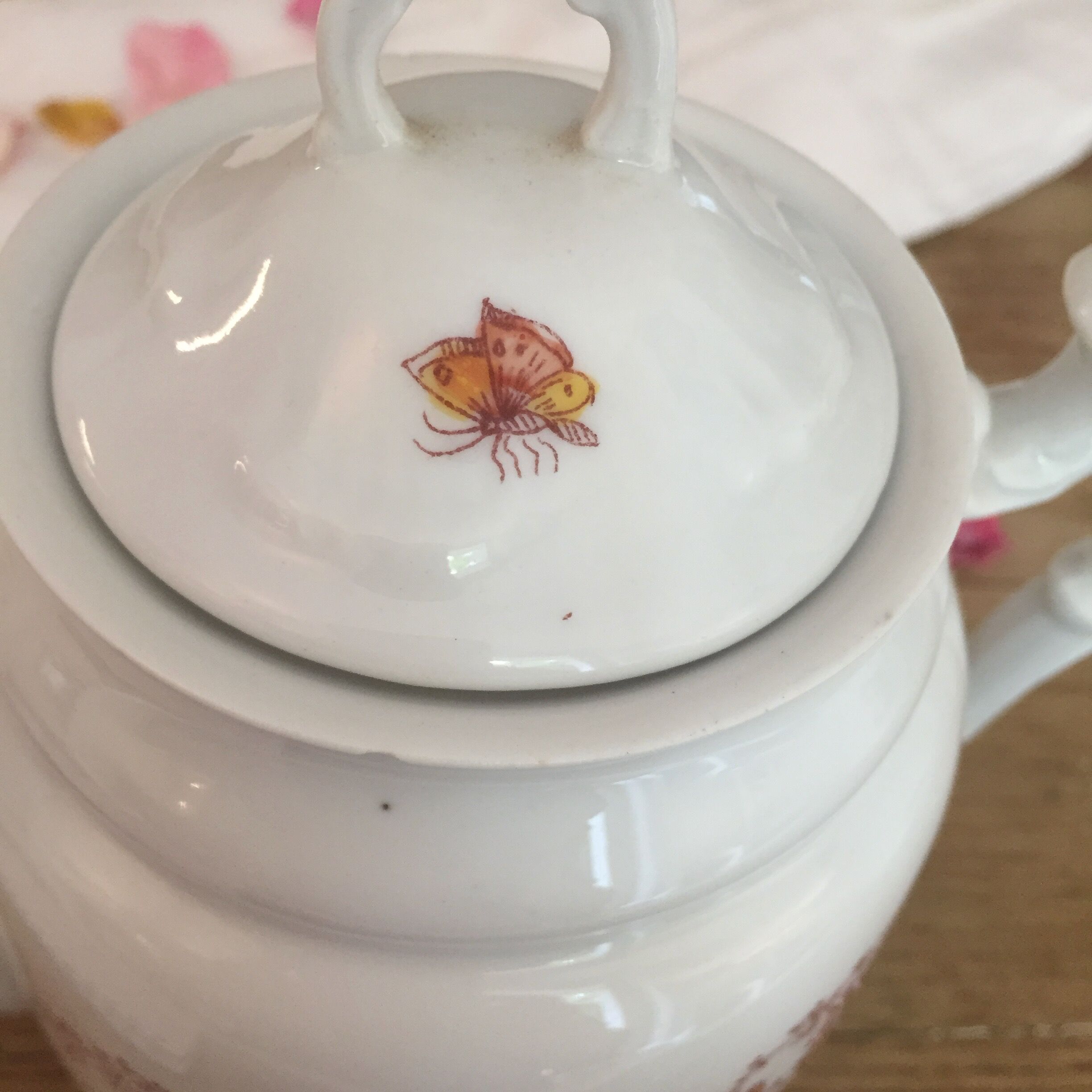 Teapot and its vintage porcelain milk jar