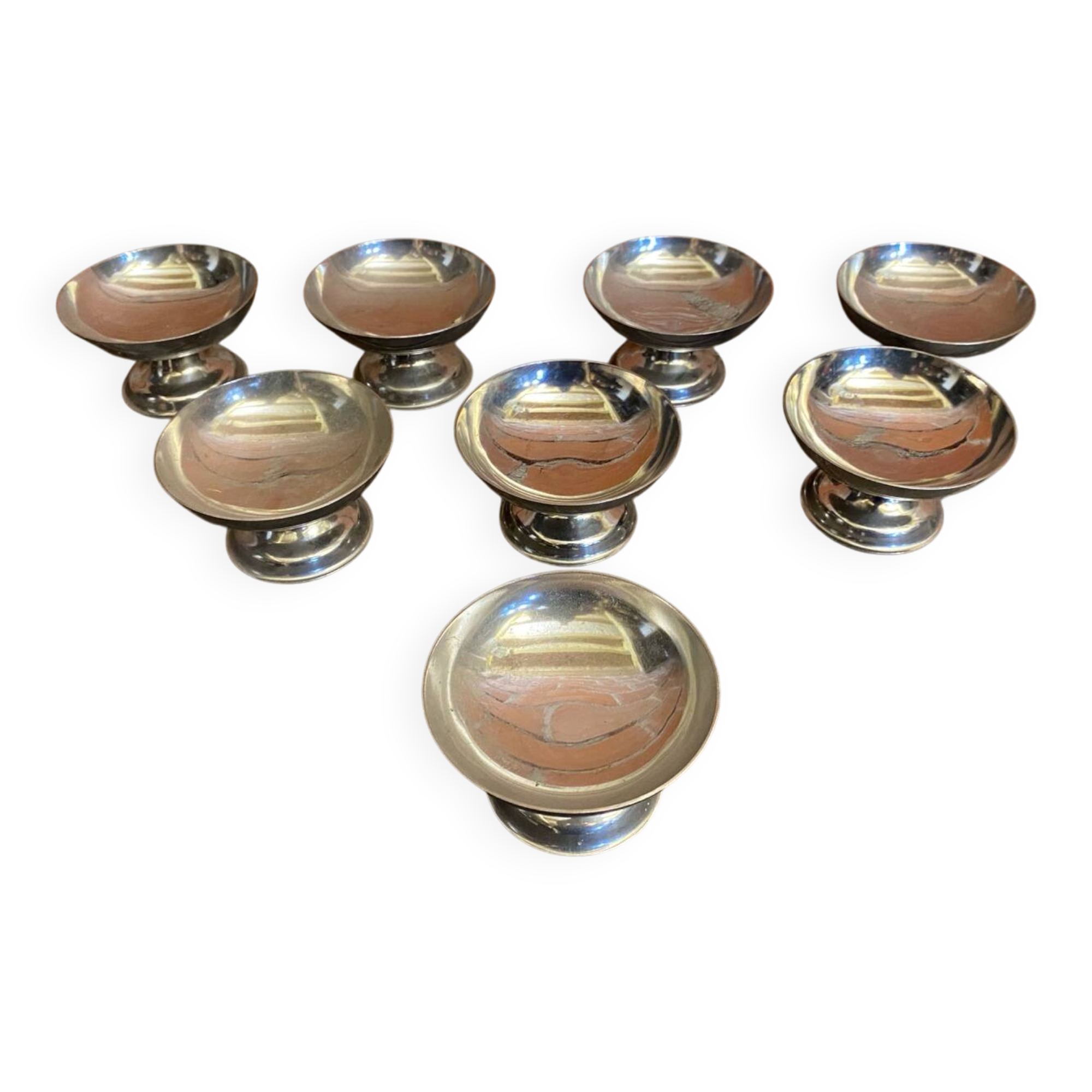 Série De 8 Coupes A Glace Style GUY DEGRENNE Inox Made in France Vinta