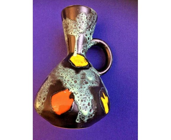 Vallauris ceramic vase lava decoration