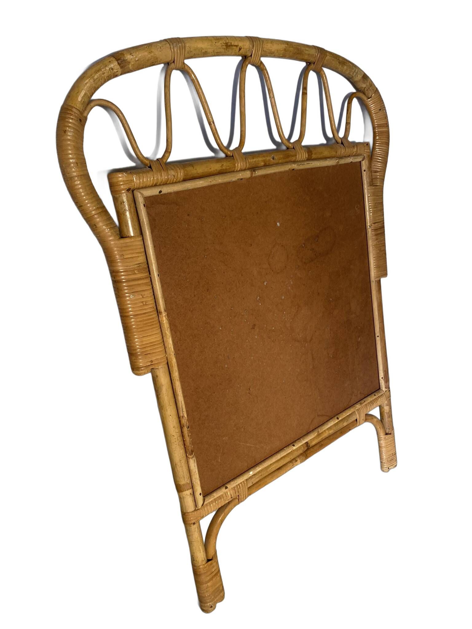 Miroir vintage en rotin année 1960