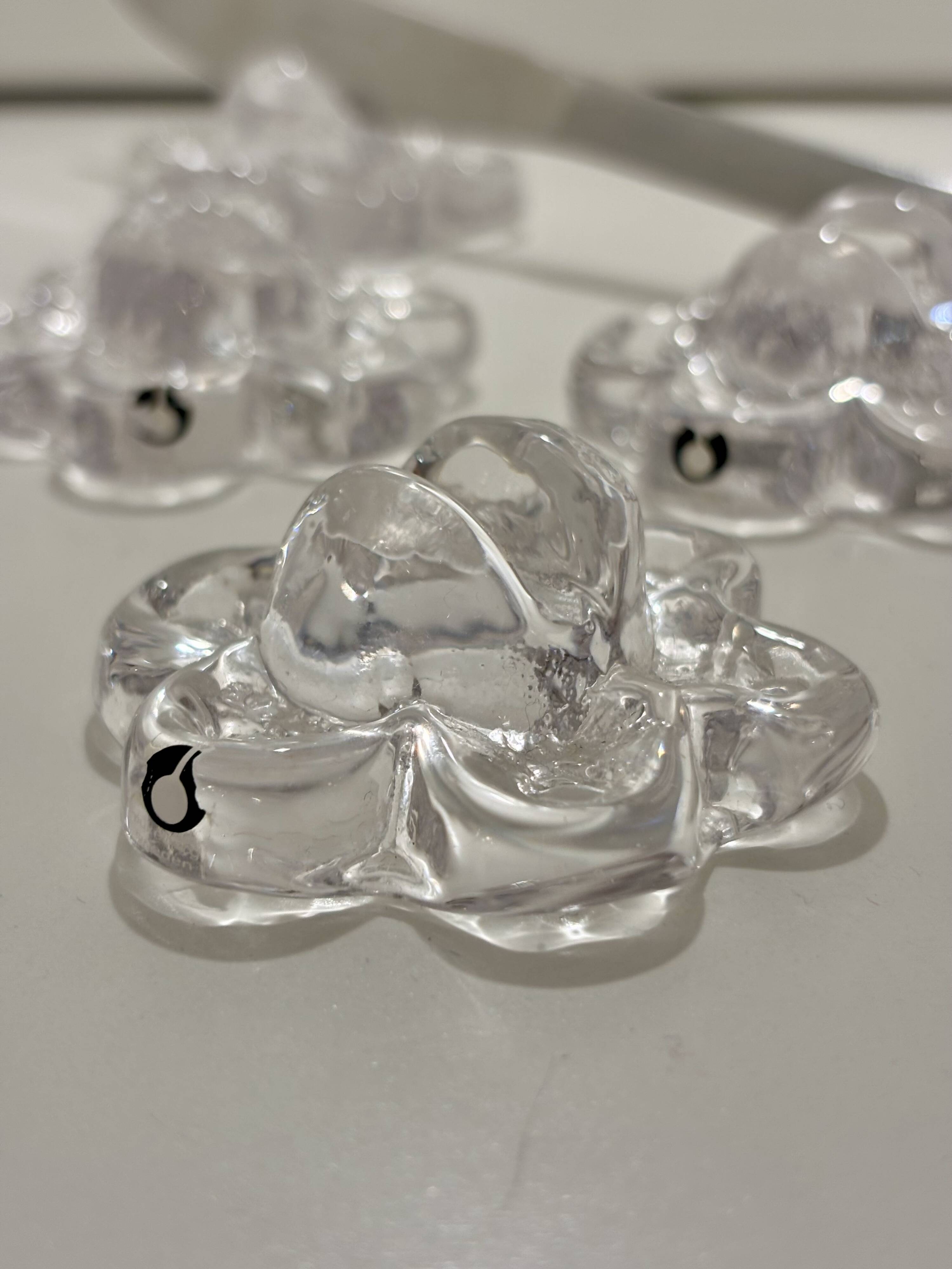 4 Clear Glass Knife Rests - Pukkeberg - Sweden - 1970