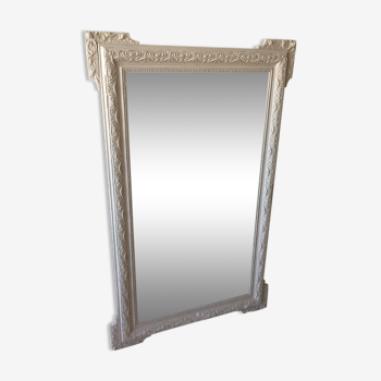 Grand miroir avec moulure patiné en gris 146 x 93 cm