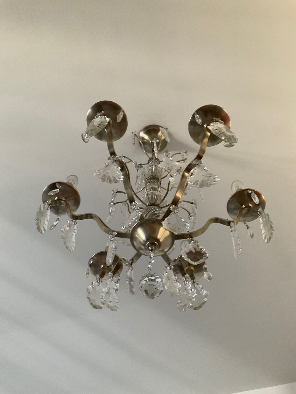 Girandole chandelier with crystal drops from the 60s and 70s