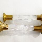 Pair of golden & plexi candle holders