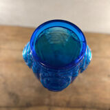 Vase art déco en verre bleu cobalt