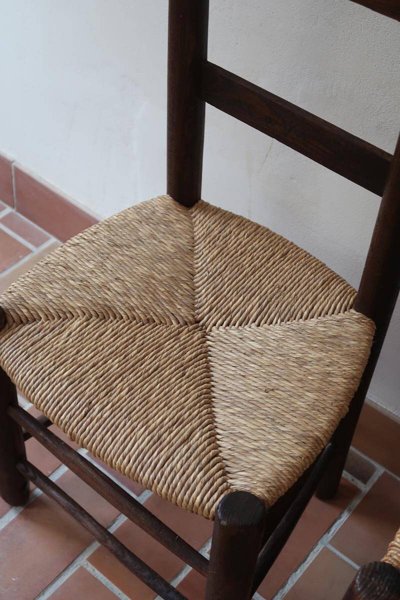 Pair of straw farm chairs