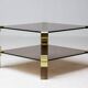 Hollywood Regency coffee table in smoked glass – Modular brass construction