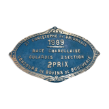 Plaque Competition Agricole Saint Christophe in Brionnais 1989