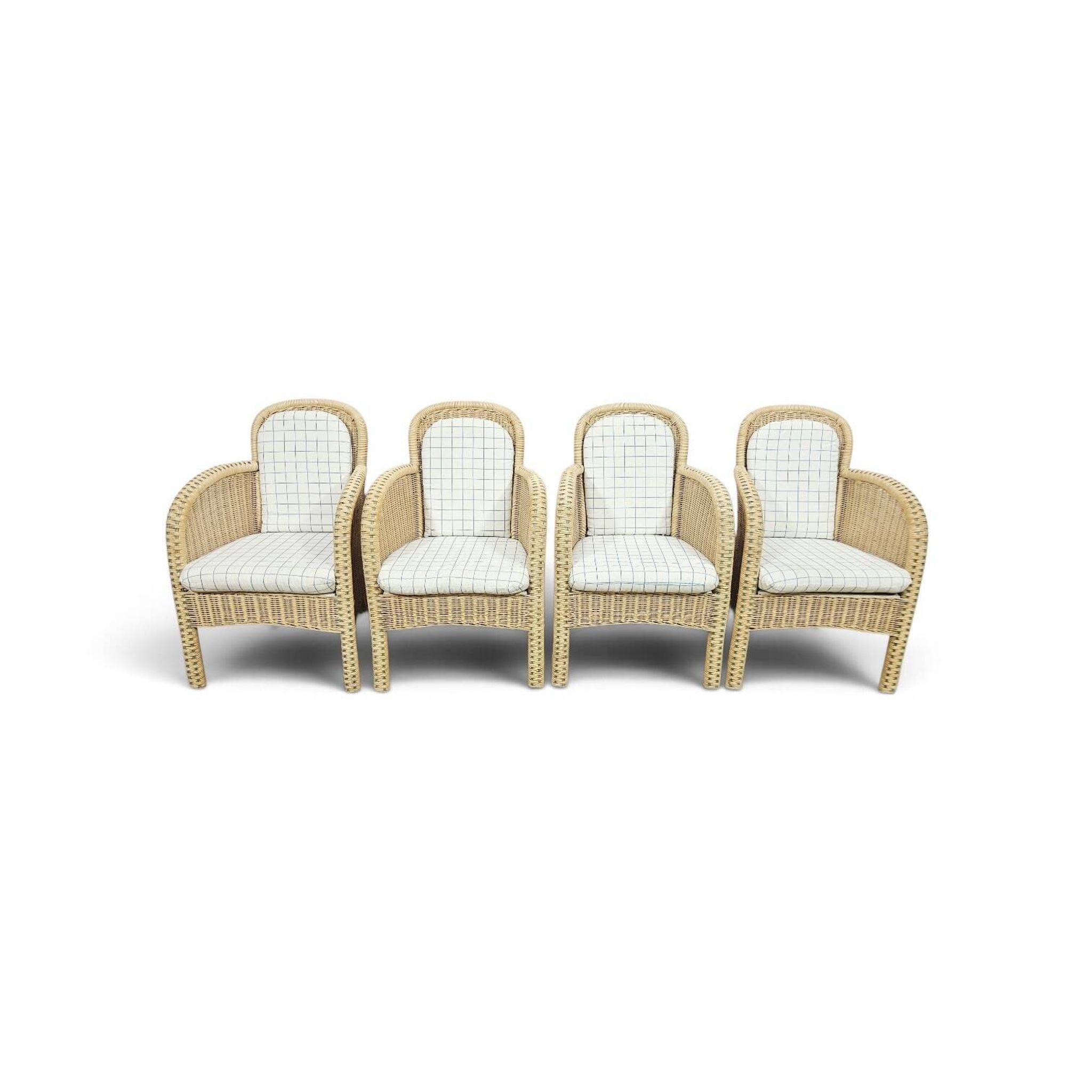 Set of 4 wicker armchairs / Domicil Möbel / Germany/ 1990s.