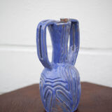 Vase in brutalist blue glazed terracotta 70