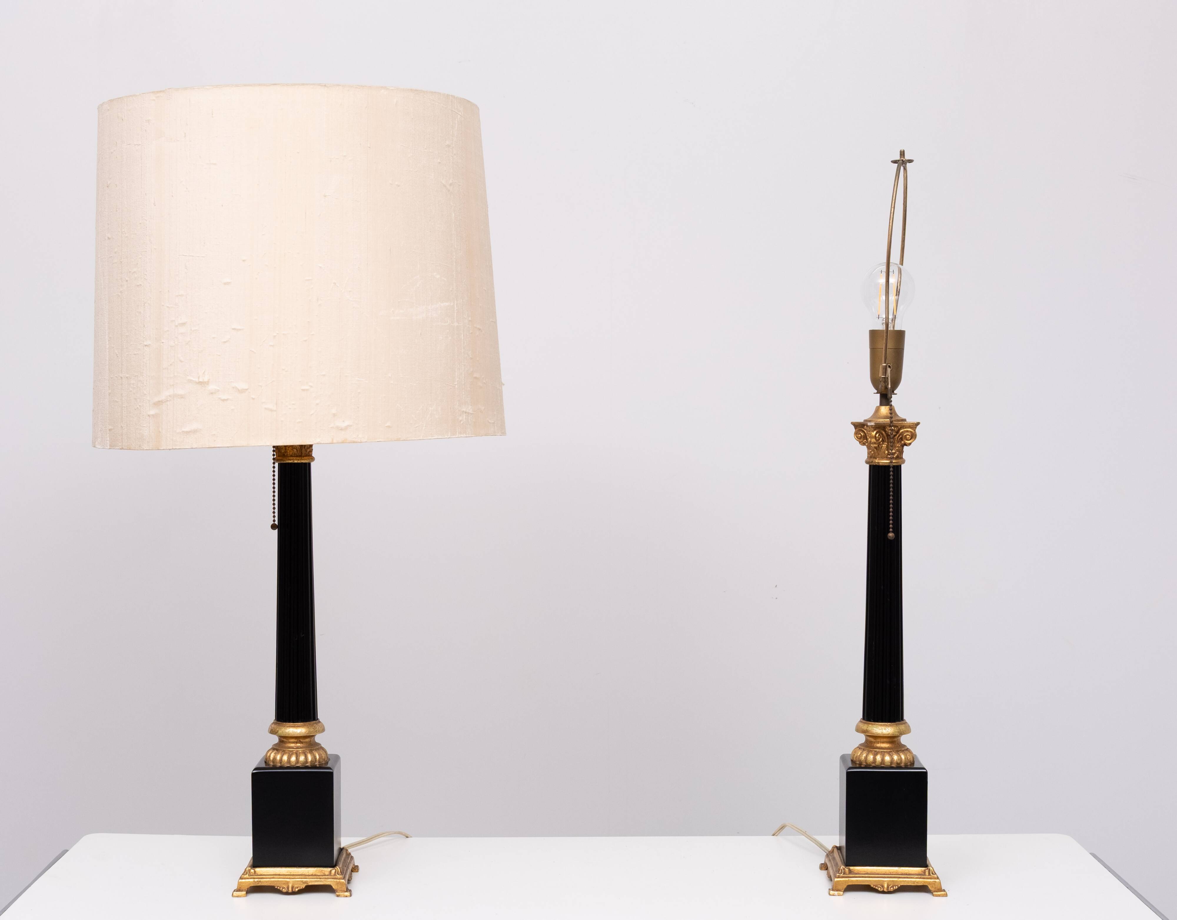 pair Large Colum Table lamps by Loevsky & Loevsky USA 1970s