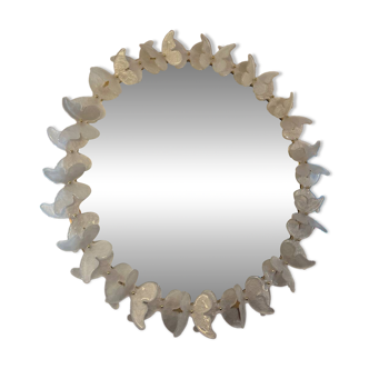 Murano mirror, white butterflies