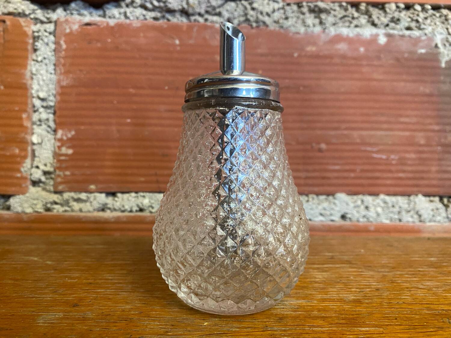 Vintage molded glass sugar bowl
