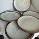 Service de 6 assiettes et plat grès pyrite vintage 1970-80