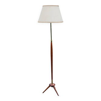 Vintage tripod floor lamp from the 60s in wood and brass