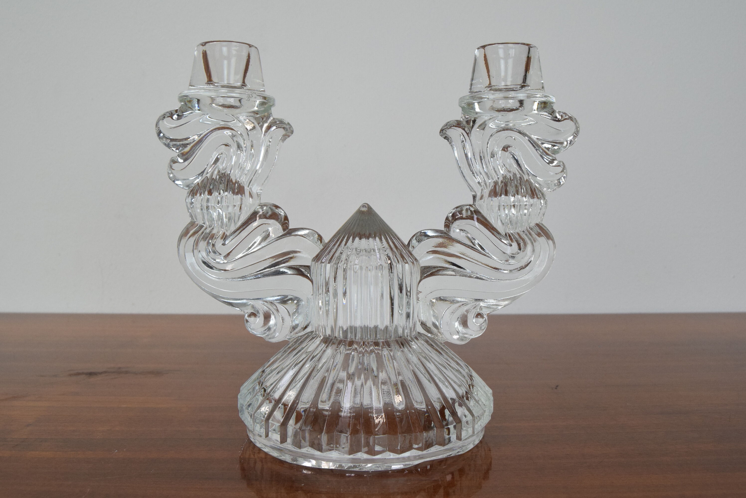 Mid-century glass candlestick/bohemia,1960's