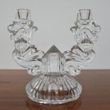 Mid-century glass candlestick/bohemia,1960's