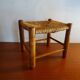 Vintage straw wood low stool