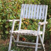 Set of 4 folding garden chairs in slatted wood – 1940 design