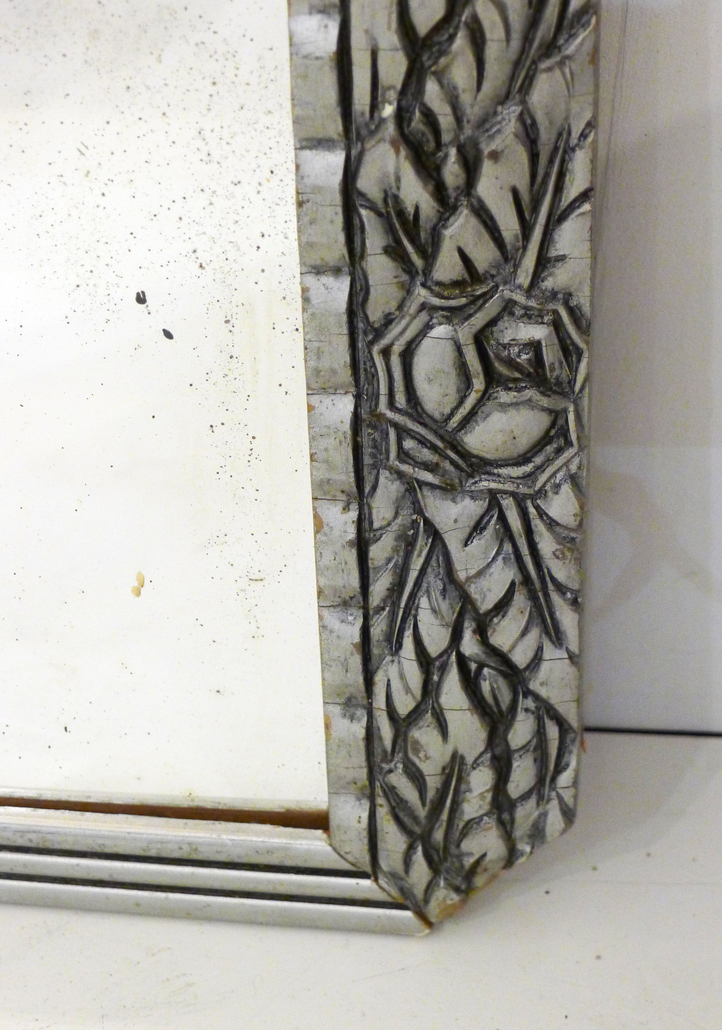 Large silver Art Deco mirror 53x40cm