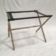 Table d'appoint vintage en laiton et cuir par Jacques Adnet 1950