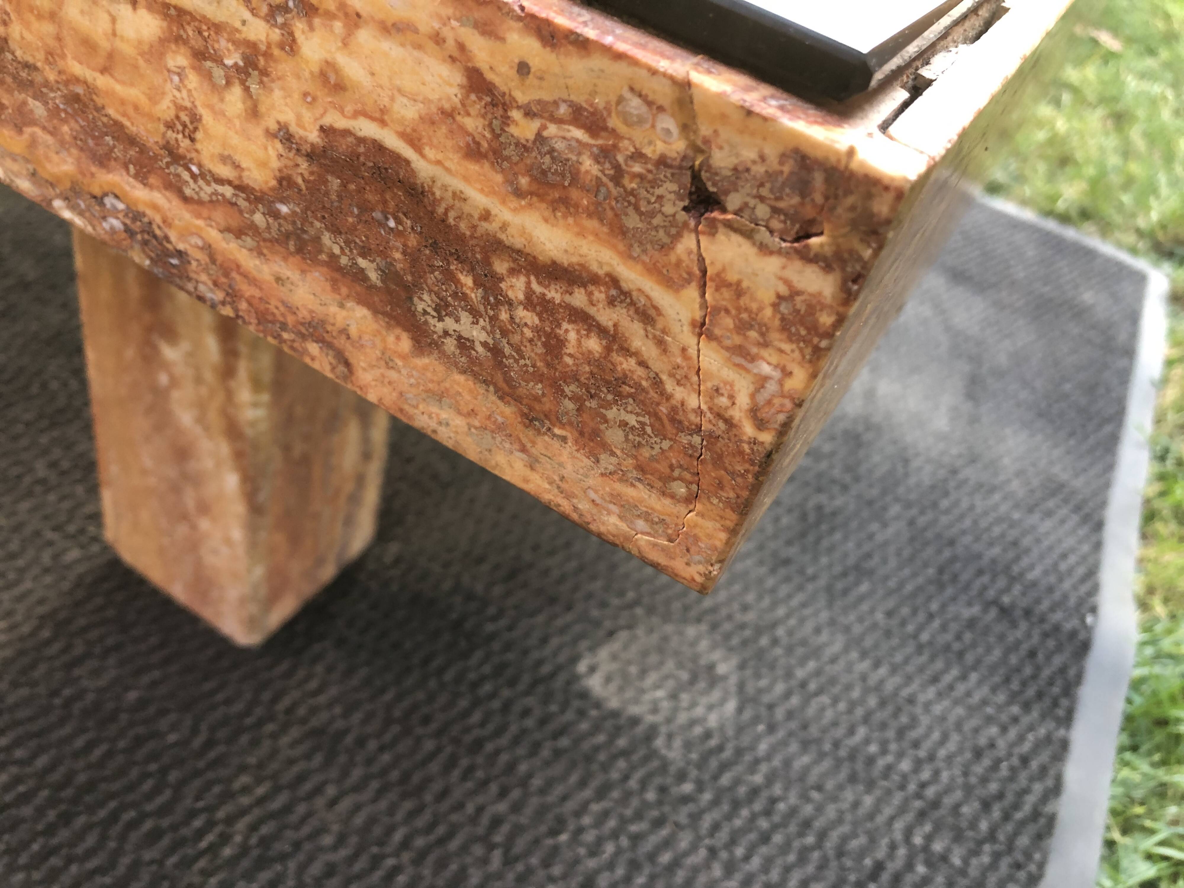 Vintage marble and smoked glass coffee table.