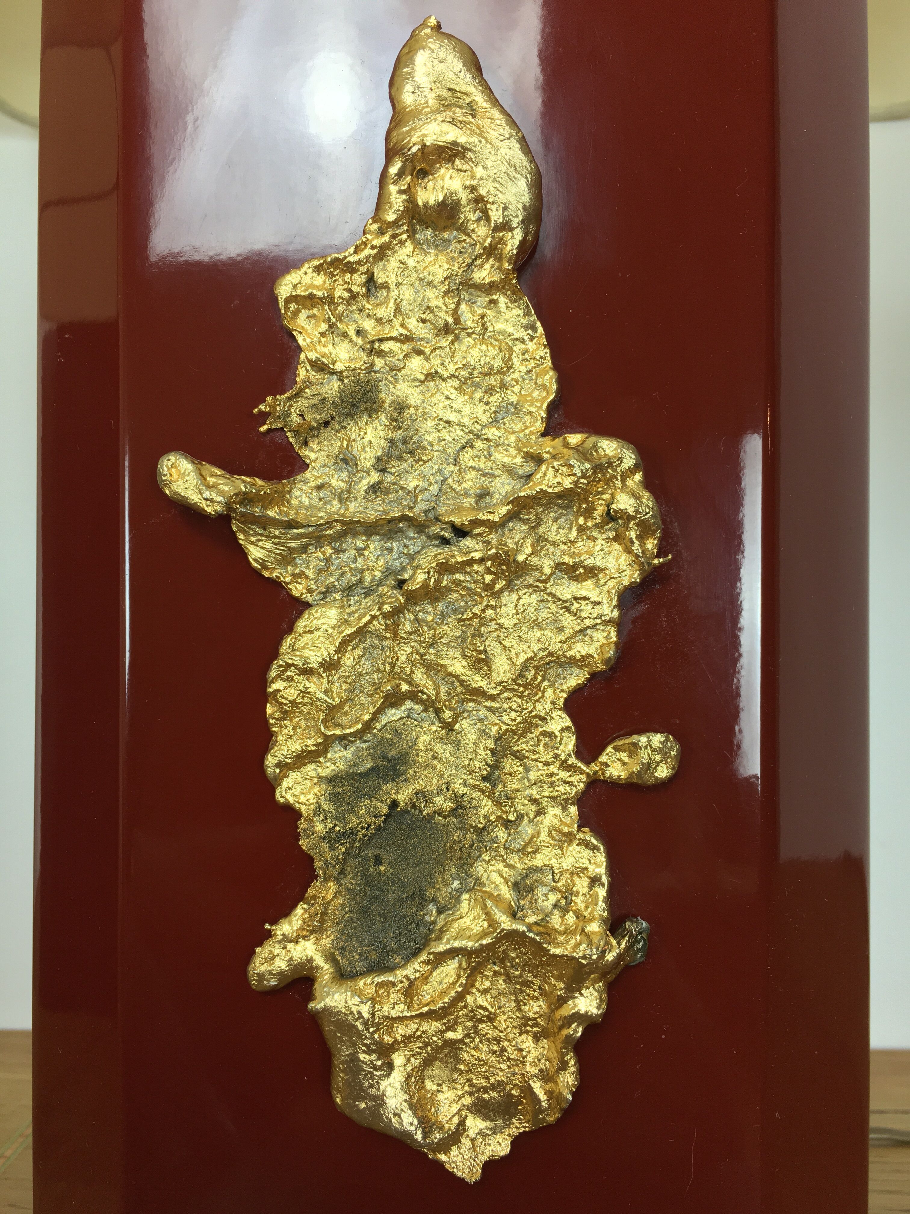 Paire de lampes "pépites" par Philippe Cheverny rouge et or