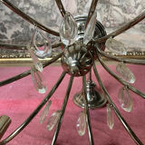 Lustre métal chome et pampilles 12 feux 1970