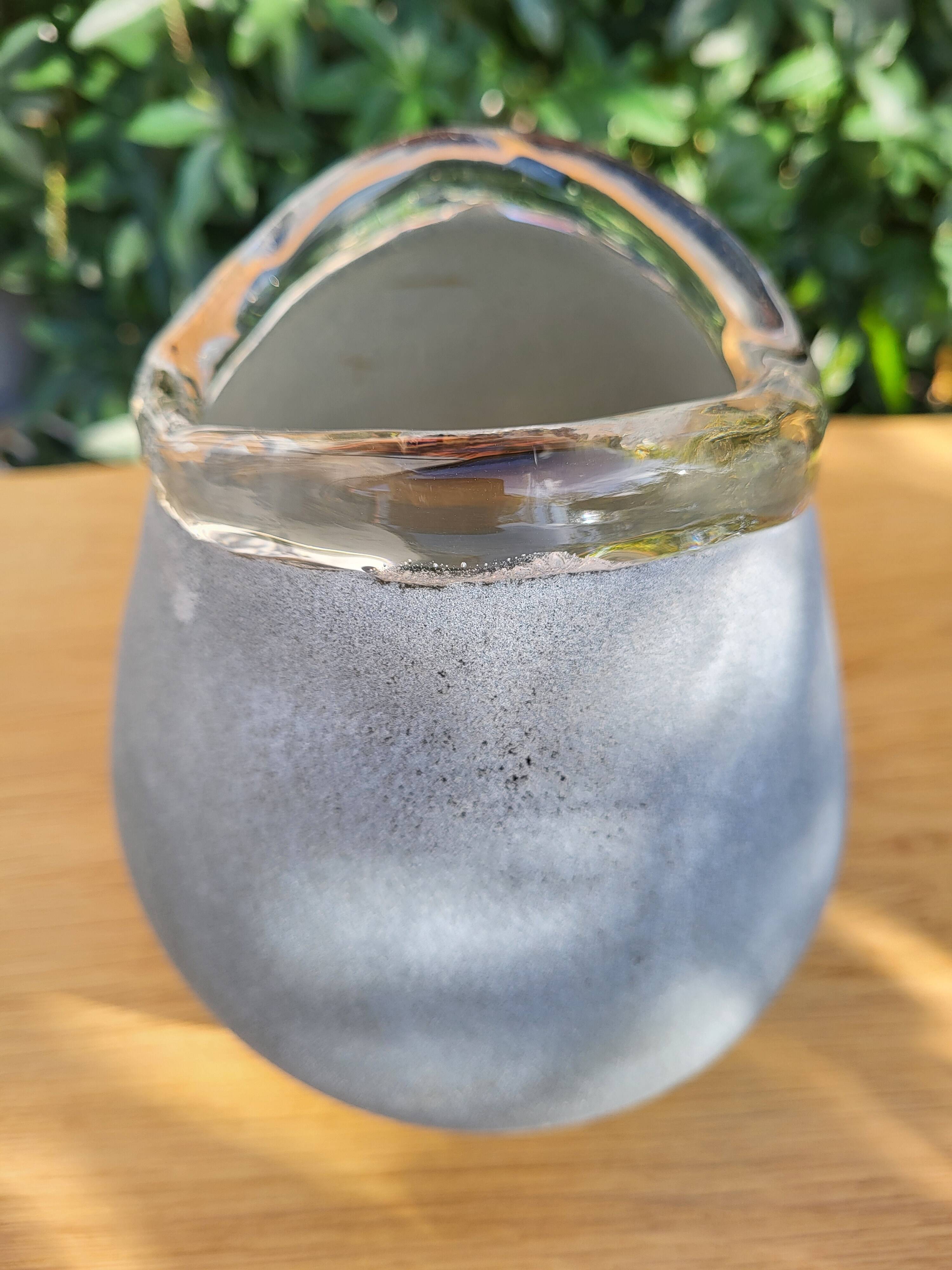 Biomorphic vase Murano granite gray glass paste