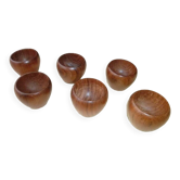Set of 6 teak coquetiers Karl Holmberg Akta teak