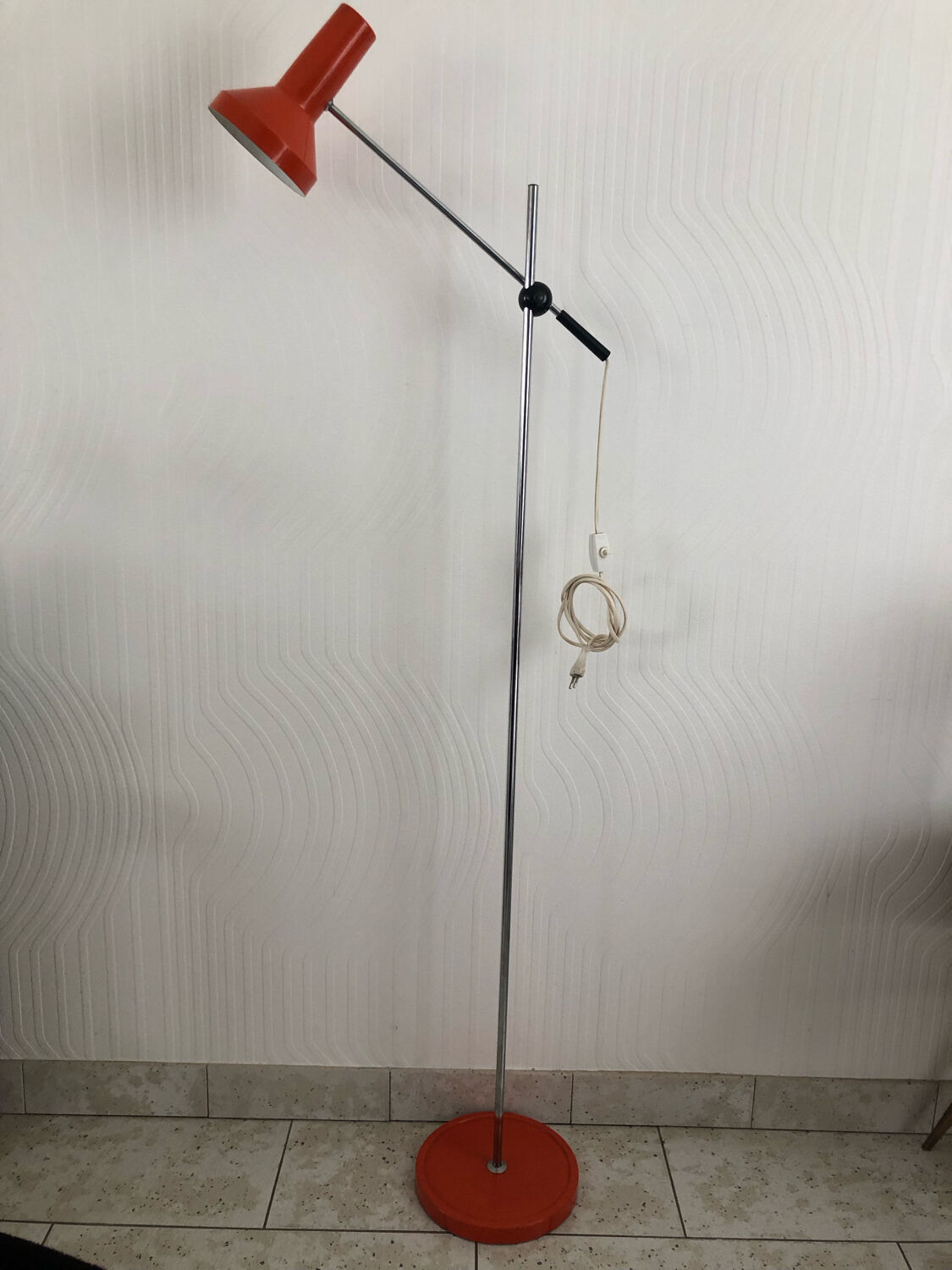 Lampadaire orange de gura leuchten 1960