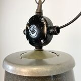 Large Grey Enamel Industrial Factory Lamp from Elektrosvit, 1960s