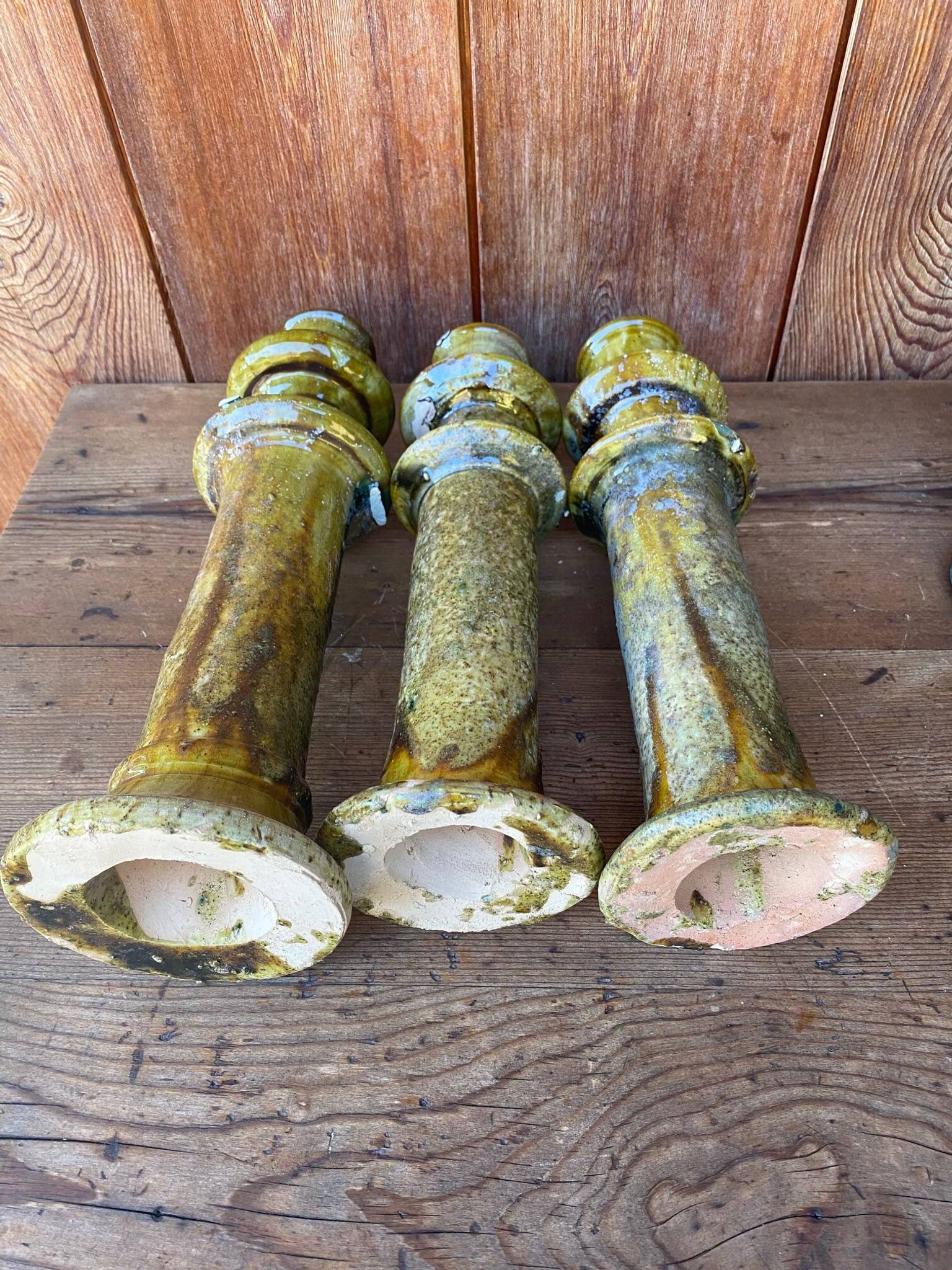 3 Bougeoirs de Tamegroute en céramique émaillé.