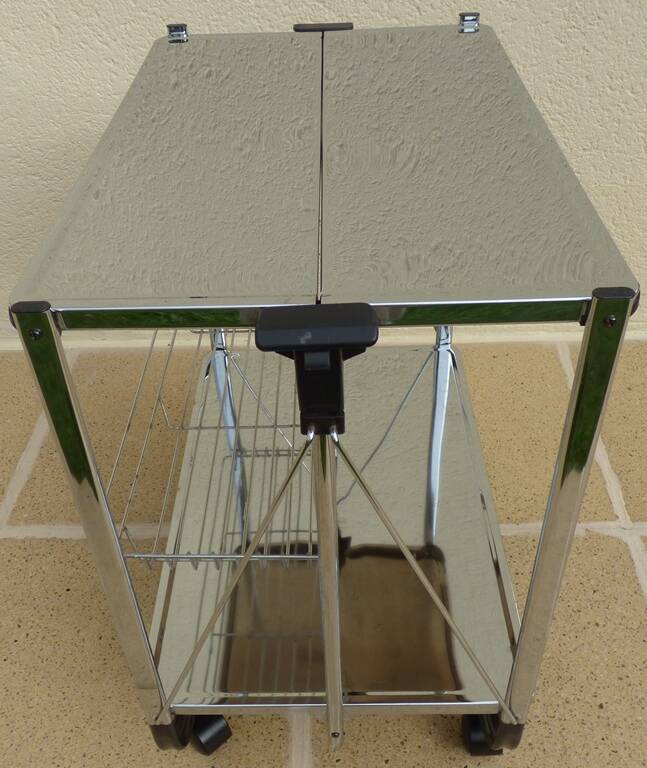 Vintage 50s Textane style rolling and folding trolley on its large