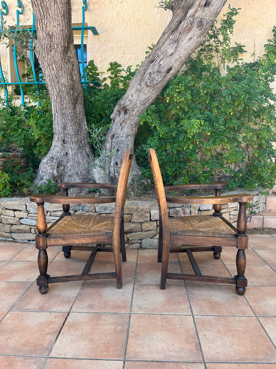 Pair of neo-Basque armchairs from the 1950s