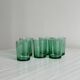 Set of 6 vintage translucent green glasses