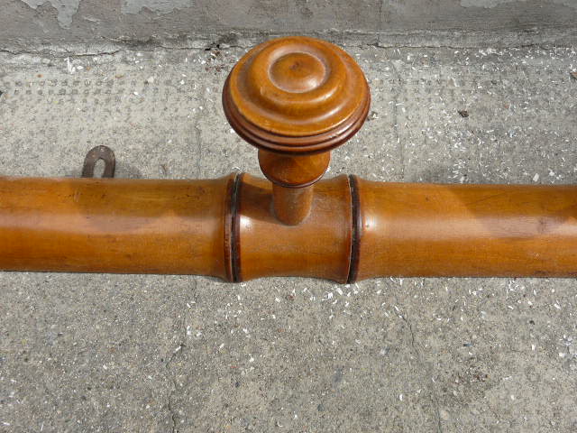 Bamboo style wooden coat holder 40s, 8 hooks