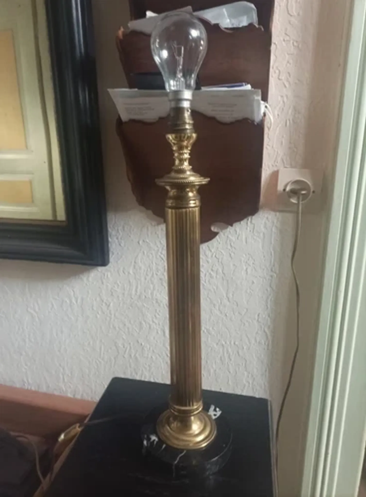 Lamp base in brass and marble - 1970s/1980s
