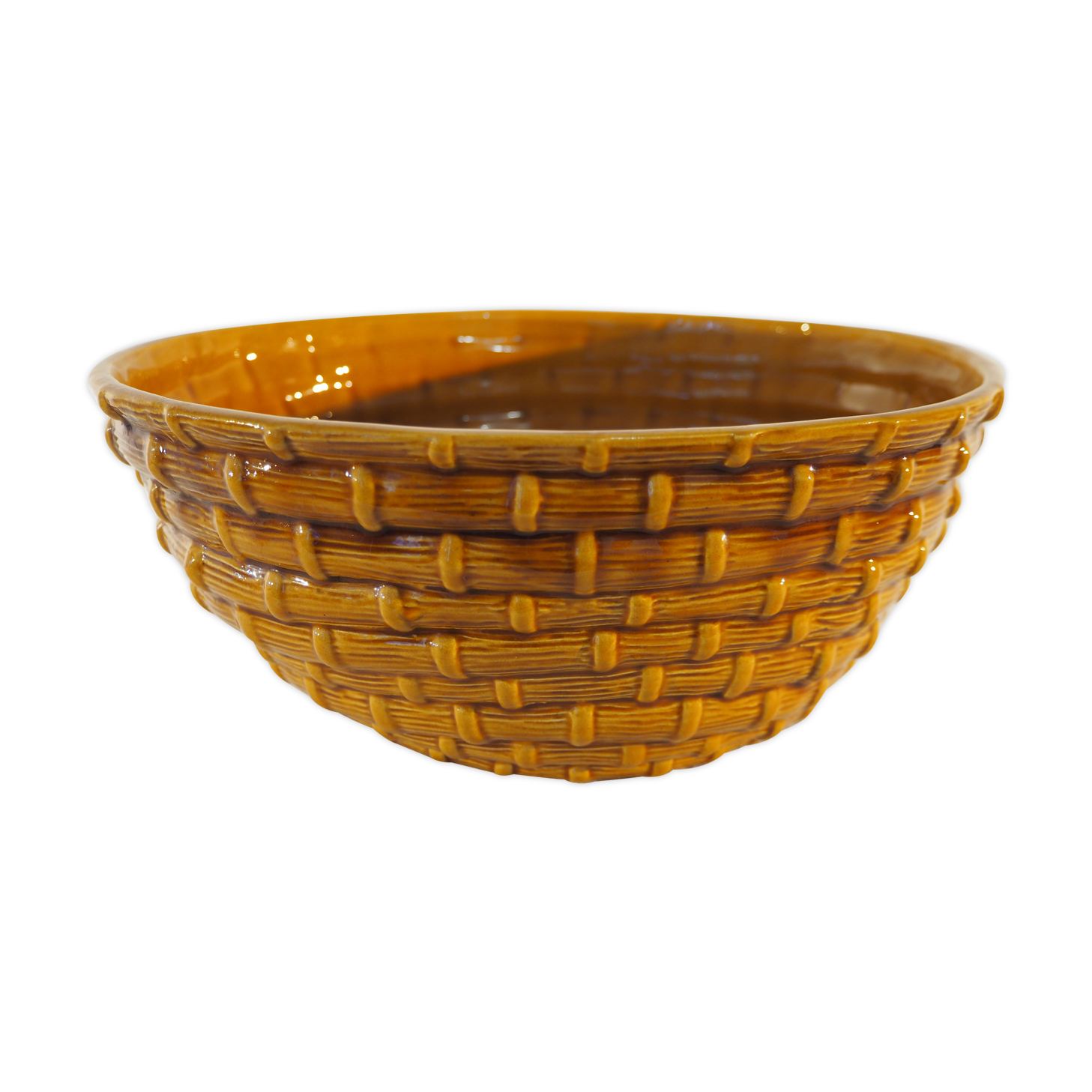 Ceramic salad dish Vintage imitation straw