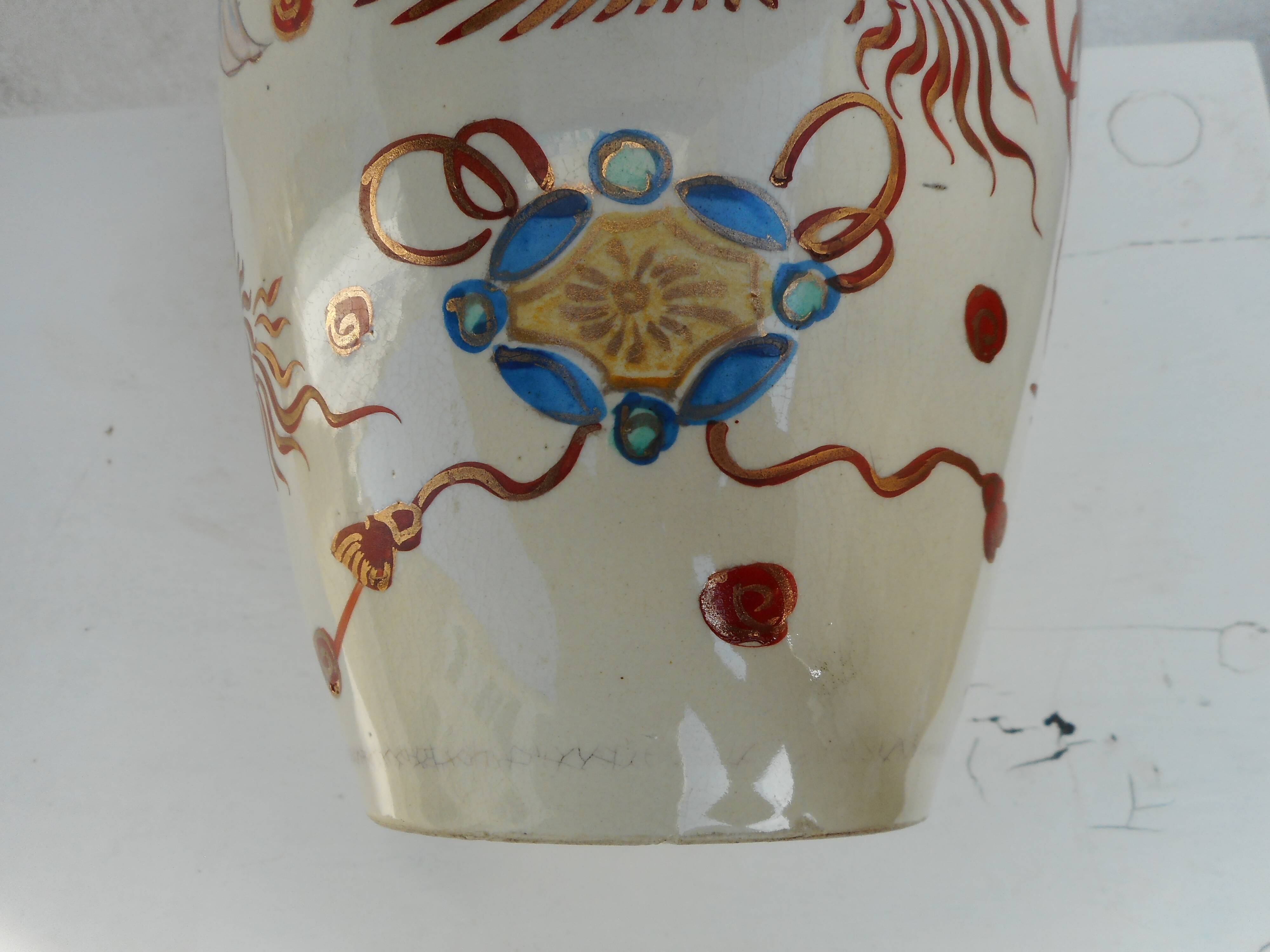 Vase in earthenware, Japanese décor